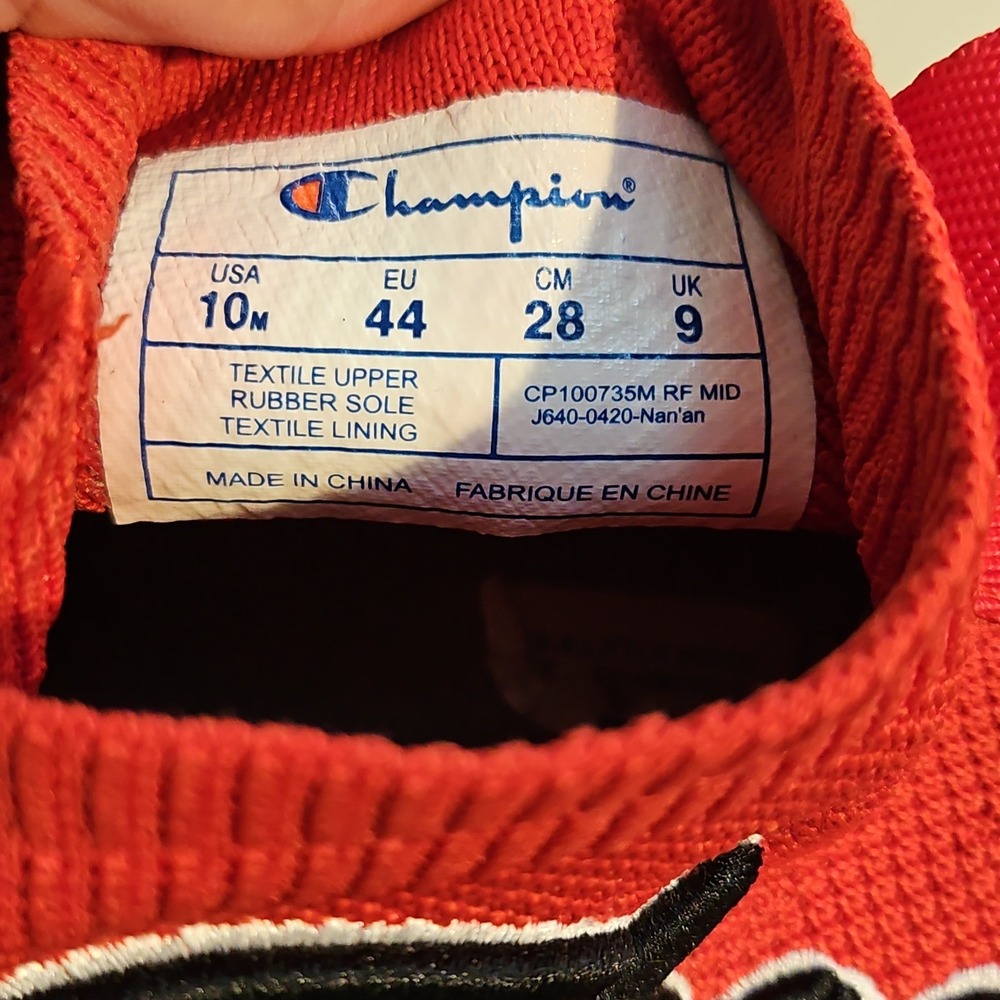 Men's Champion RF Mid Pull On Mid Top Lifestyle Sneaker Red Size 10 M - Picture 8 of 9
